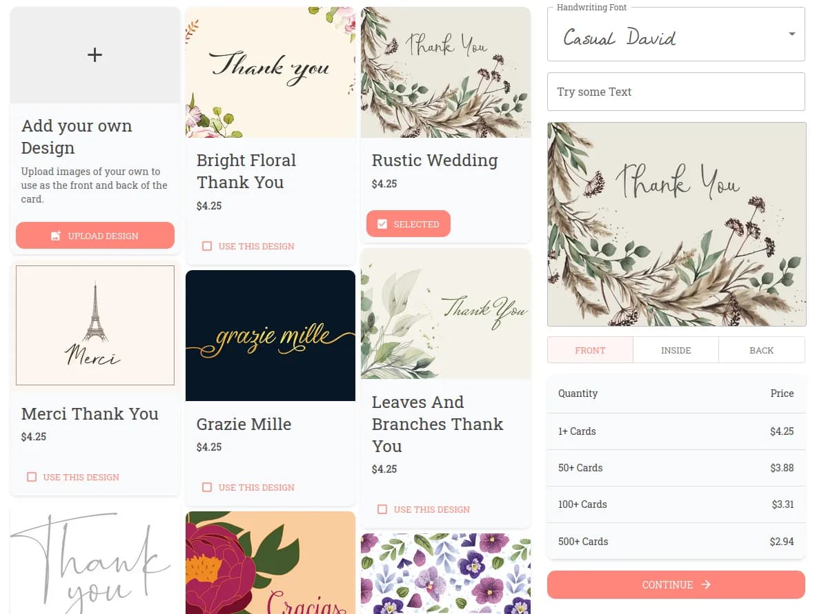Choose a Card Design and Handwriting